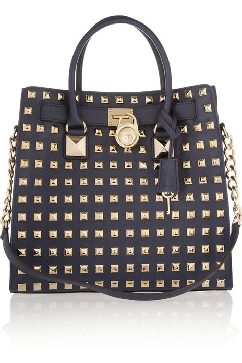 michael kors blue studded handbag